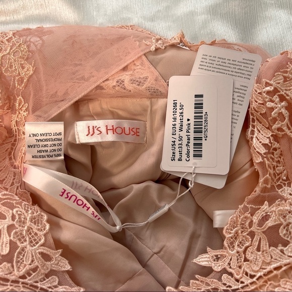 NWT JJ’s House Chiffon Embroidered Pearl Pink Dress - Picture 5 of 7